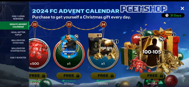 آفر کریسمس اف سی موبایل 2024 FC ADVENT CALENDER 