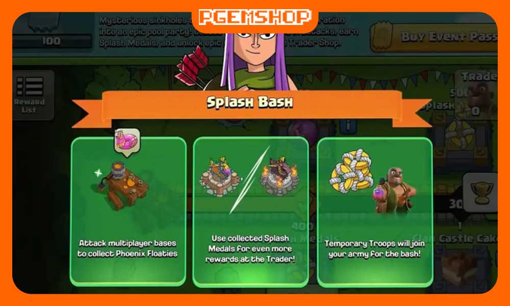 زیرمجموعه-رویداد-Phoenix-Floaties-و-Splash-Medal در کلش آف کلنز