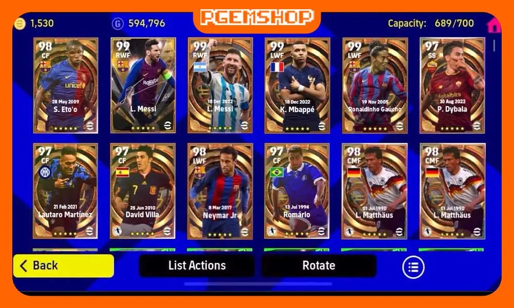 ویژگی بهترین اکانت ای فوتبال، دسترسی به بازیکنان حرفه ای